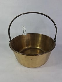 Large Iron Handled Solid Brass Cauldron