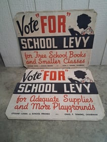 Allied Printing Union Label Trade Council Original Political School Levy Posters Lot of 2