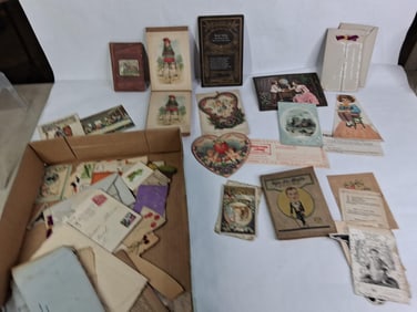 Great Early Ephemera Lot Inc. 1904 Memory Card, 1920's to 50's Cards, Clippings and More