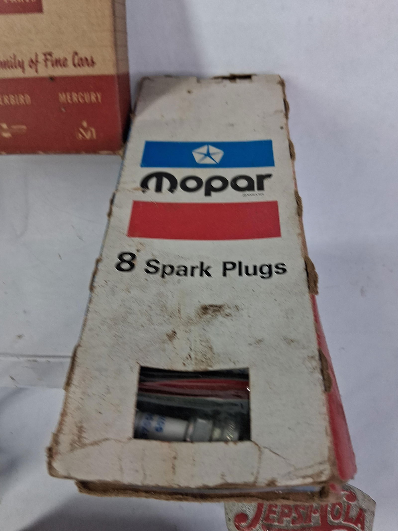NOS Auto Parts Inc. FoMoCo, Mopar, Blue Crown, Spark Plugs, as well as 2 Pepsi Cola Bottle Openers - 5