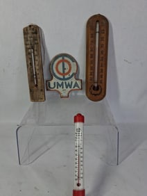 Advertising Thermometers & UMWA Plate Topper