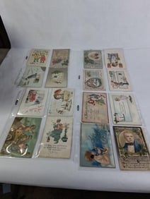 1908-1920's Graphical New Year and Christmas Post Cards w/ Most Being Postmarked
