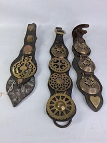 Leather Brass Horse Medallions