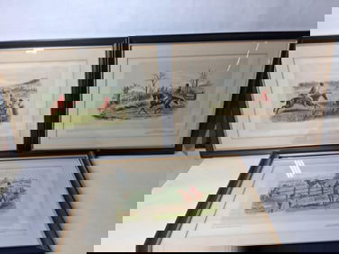 3 Framed Hunting Scene Prints