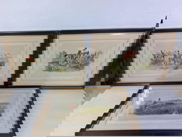 3 Framed Hunting Scene Prints