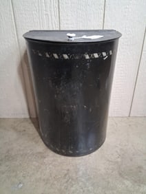 Large Painted Early Tin Hinge Lidded Flour Bin