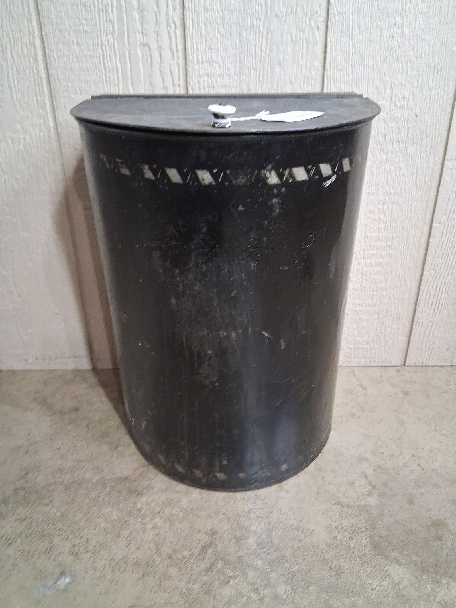 Large Painted Early Tin Hinge Lidded Flour Bin (1 of 6)