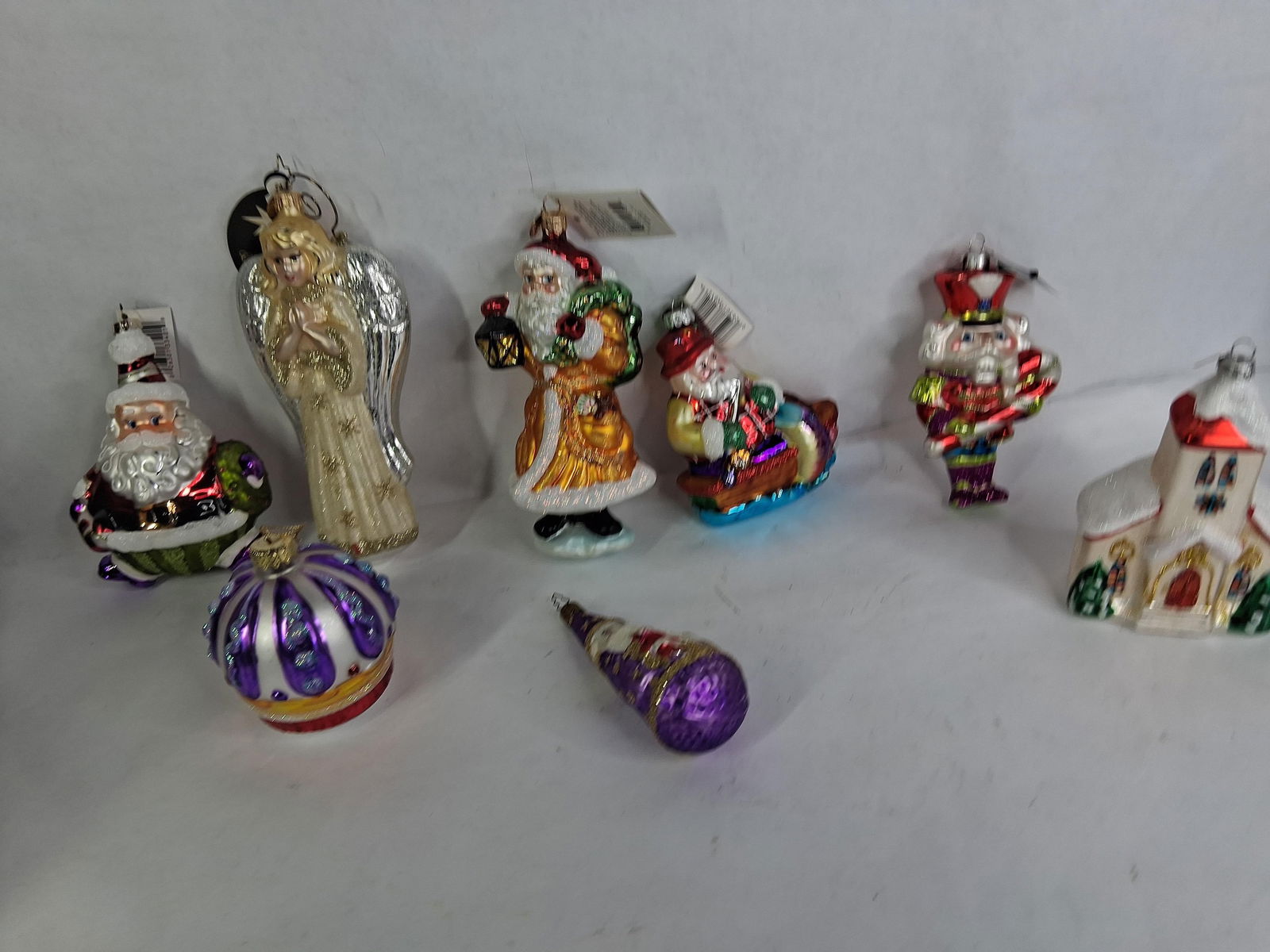 Christopher Radko Brilliant Christmas Ornaments: 2 bulbs are not marked Radko but are in the style. 