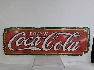 Tenn. Enamel MFG. Co. SS Porcelain Embossed Coca-Cola Sign
