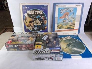 AMT Star Trek Model Kit, GI Joe Paratrooper Action Figure & Star Trek/Superman Video Discs