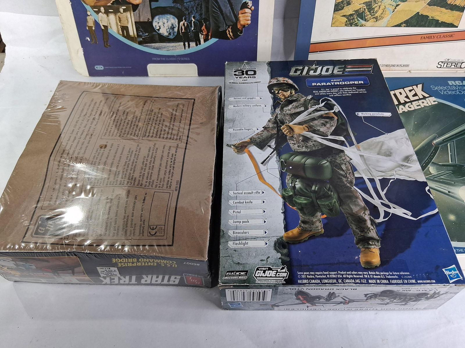 AMT Star Trek Model Kit, GI Joe Paratrooper Action Figure & Star Trek/Superman Video Discs - 7