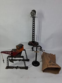 Mar Lines Marx Twin Light Lamp Post, NYC RR Crane and Flood Light Tower