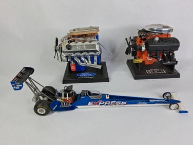 Racing Champions Dragster and 2 Scale Model Engine Replicas Inc. Ford 427 /Hemi 426