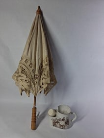 Wood & Lace Parasol and Shave Cup