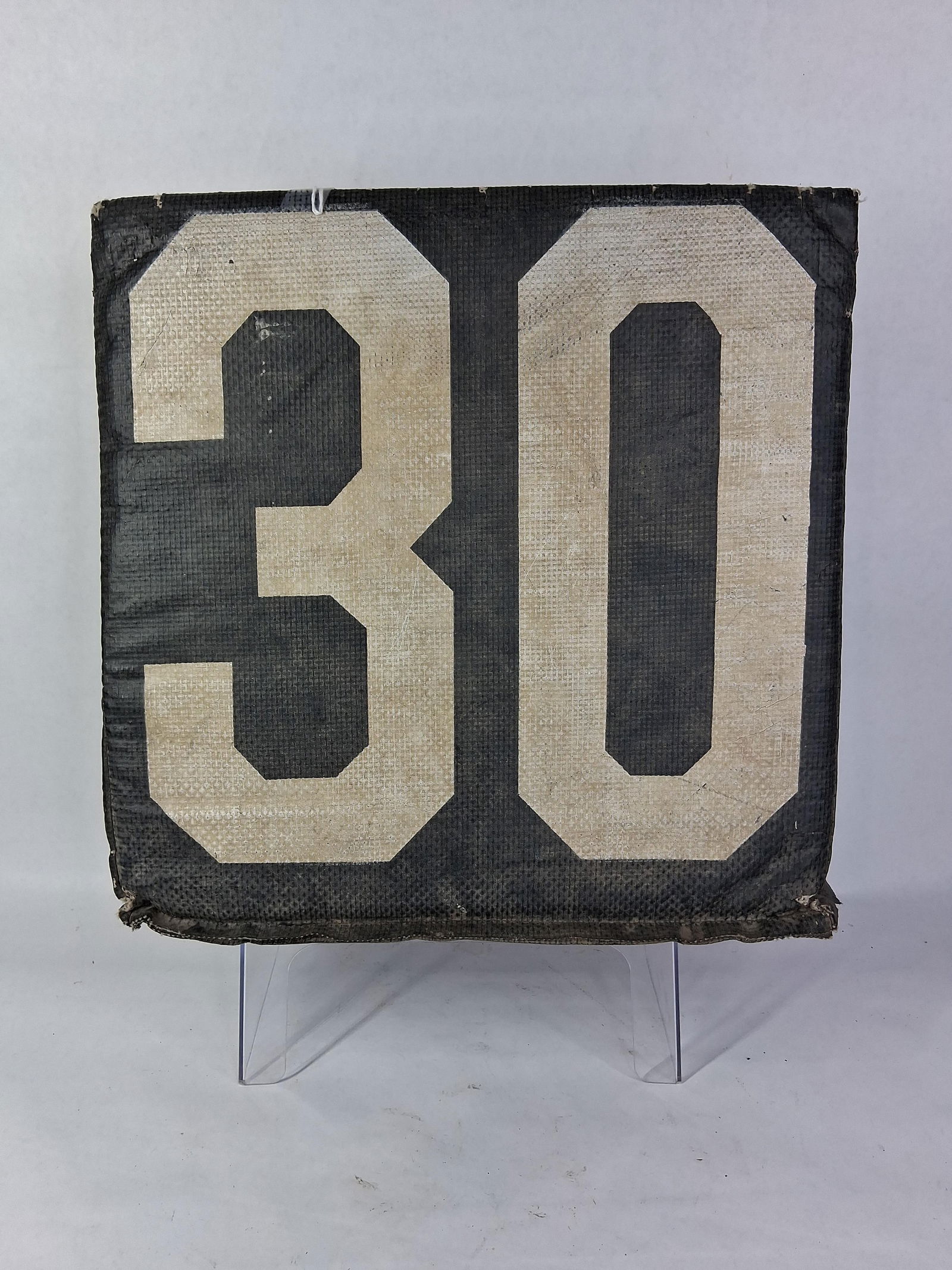 Early 30 Yard Line Football Yard Marker: Great early item showing wear due to age and usage? 14 x 14
