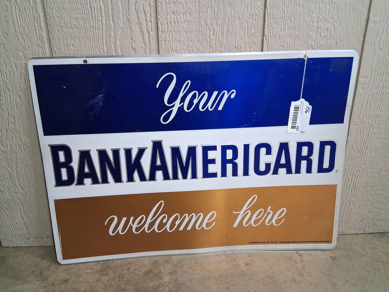 DST Bank America Service Corp. Store Sign: Good overall condition with minor denting 18 x 26