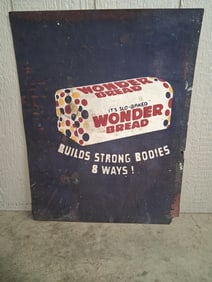 Leather Hand Painted Wonder Bread Display Sign