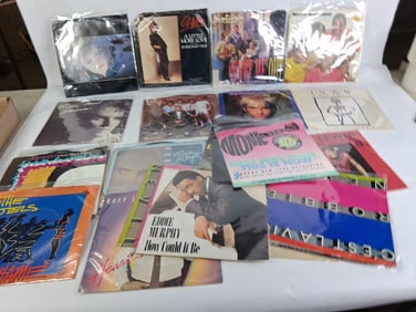Lot of Vintage Sleeved Vinyl 45's Inc. Eddie Murphy, The Monkees, Huey Lewis and The News and More