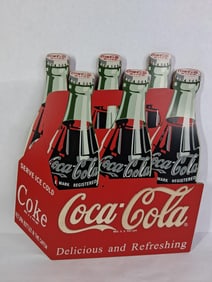 Coca-Cola Pressed Wood Wall Hanging 6 Pack Bottle Advertising Sign