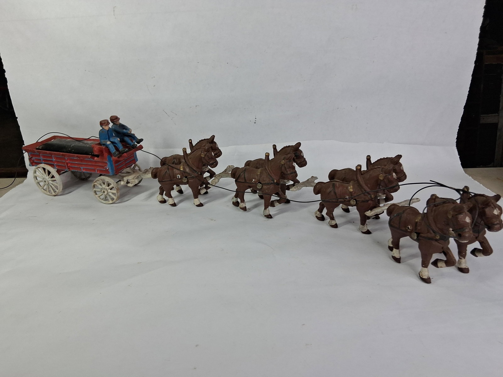 Cast Iron Barrel Wagon and Team (1 of 8)