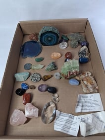 Polished Stones, Geodes, Crystals and Aragonite Star Clusters