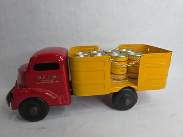 Smitty Toys Smith Miller Stake Bed Delivery Truck w/ Shell Motor Oil Barrels