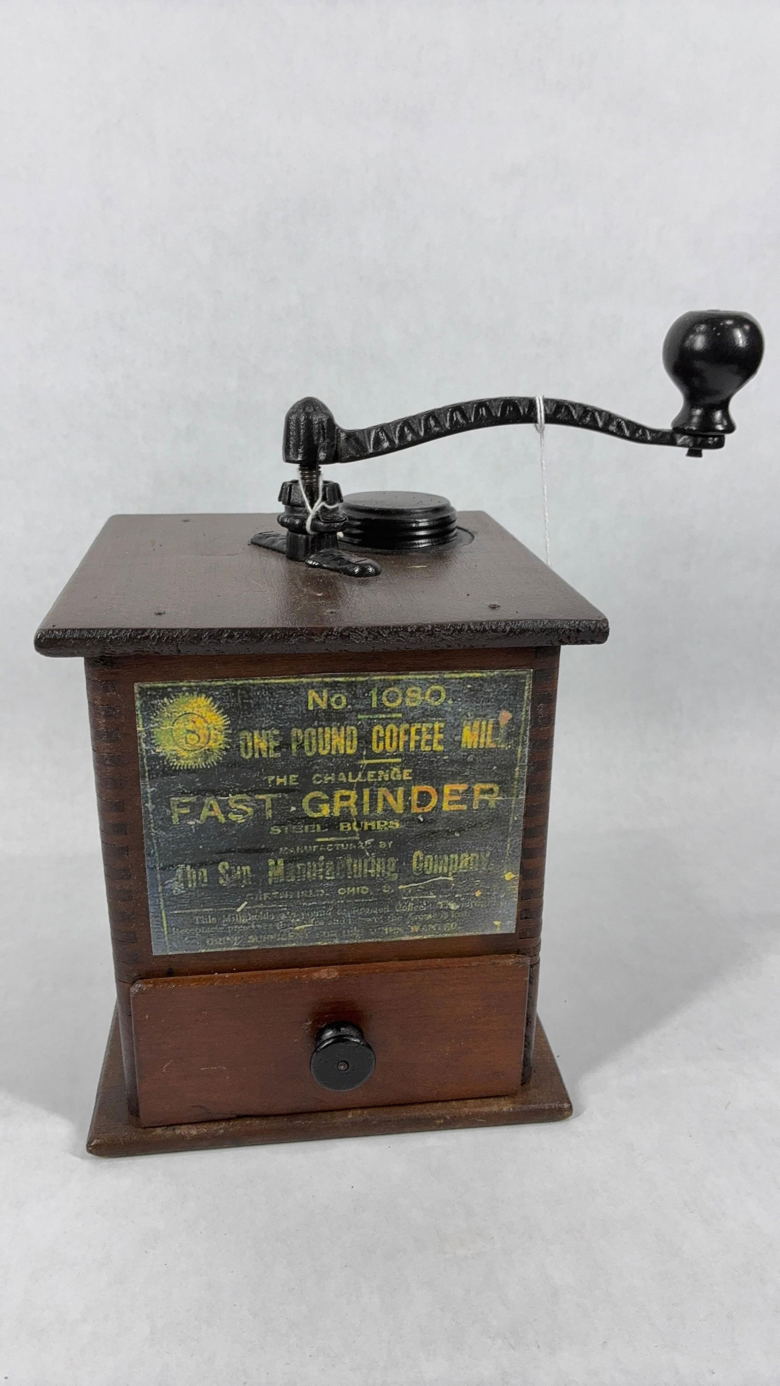 Early Dovetailed 1 LB. Coffee Grinder / Mill: Great overall condition appears to be an aftermarket label to front with all parts moving freely as should . 7 x 7.5