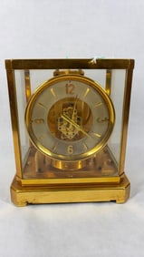 1960 Jaeger Lecoultre 528 Atmos Brass Housed Gold Clock w/ 15 Jewels