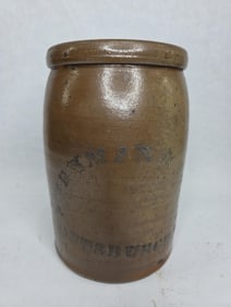 Pittsburgh PA Stenciled Salt Glazed 1 Gal. Stoneware Canning Crock