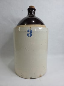 3 Gallon Two Toned Stoneware Crock Jug