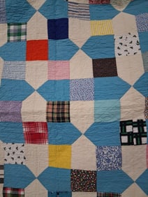 Hand Stitched Multi Textile Patchwork Quilt