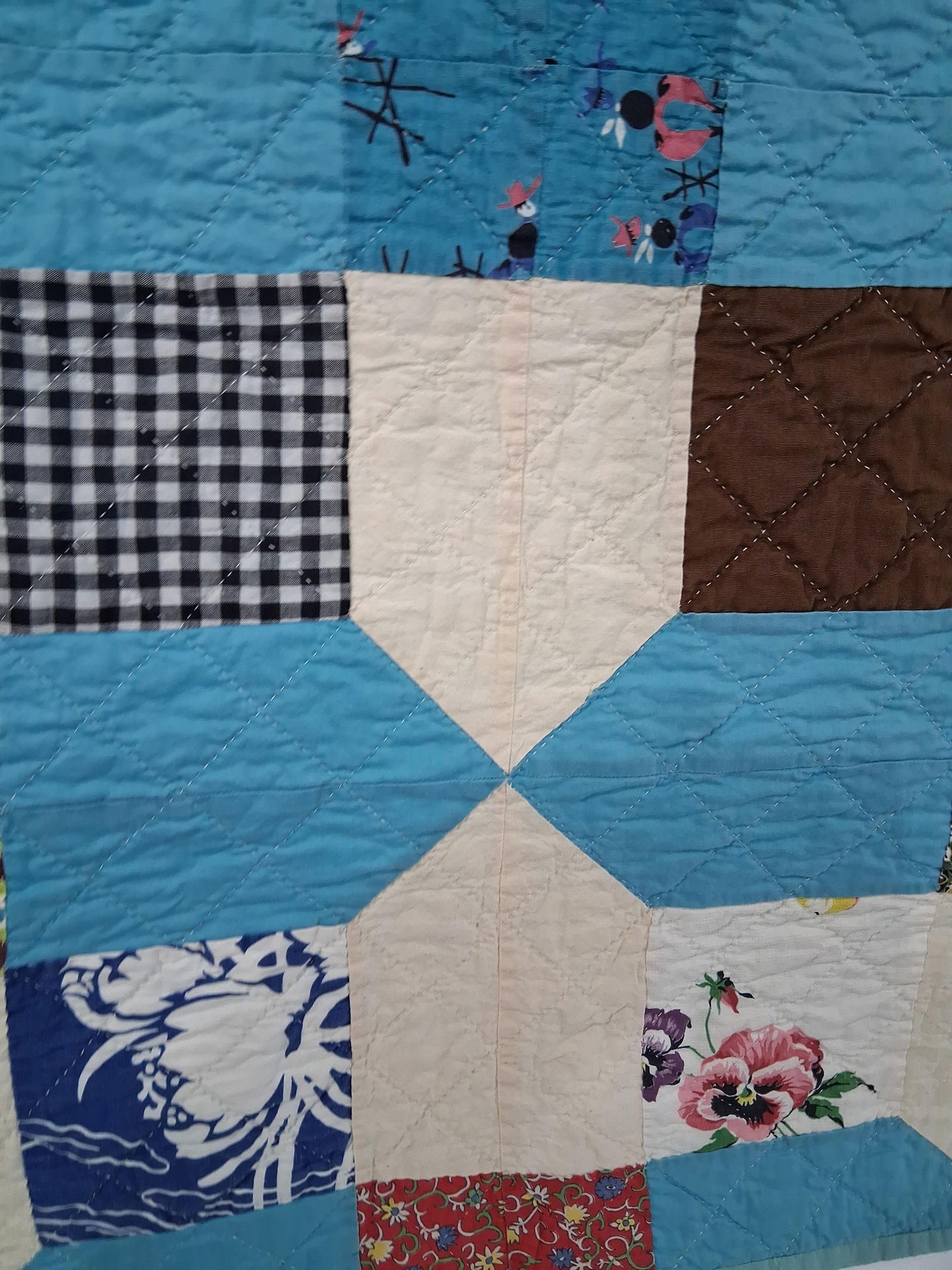 Hand Stitched Multi Textile Patchwork Quilt - 6