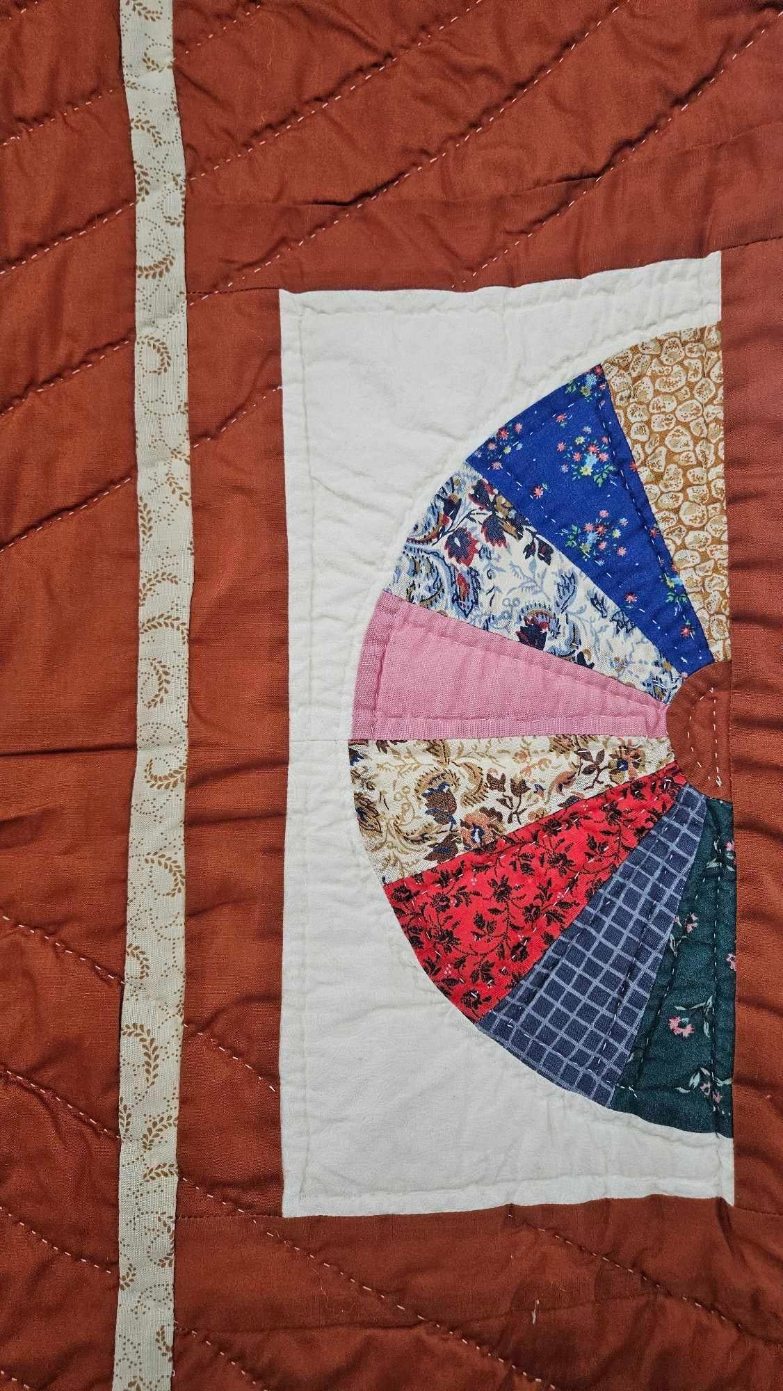 Hand Stitched Multi Square Patterned Flour Sack Quilt - 3