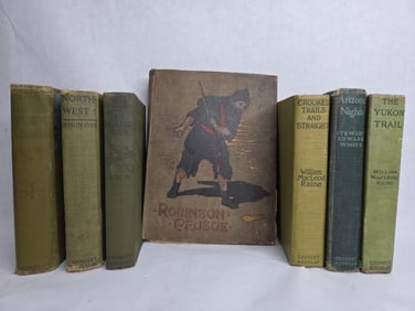 19th C. First Edition Robinson Crusoe Reader & 6 Early 1900's Readers