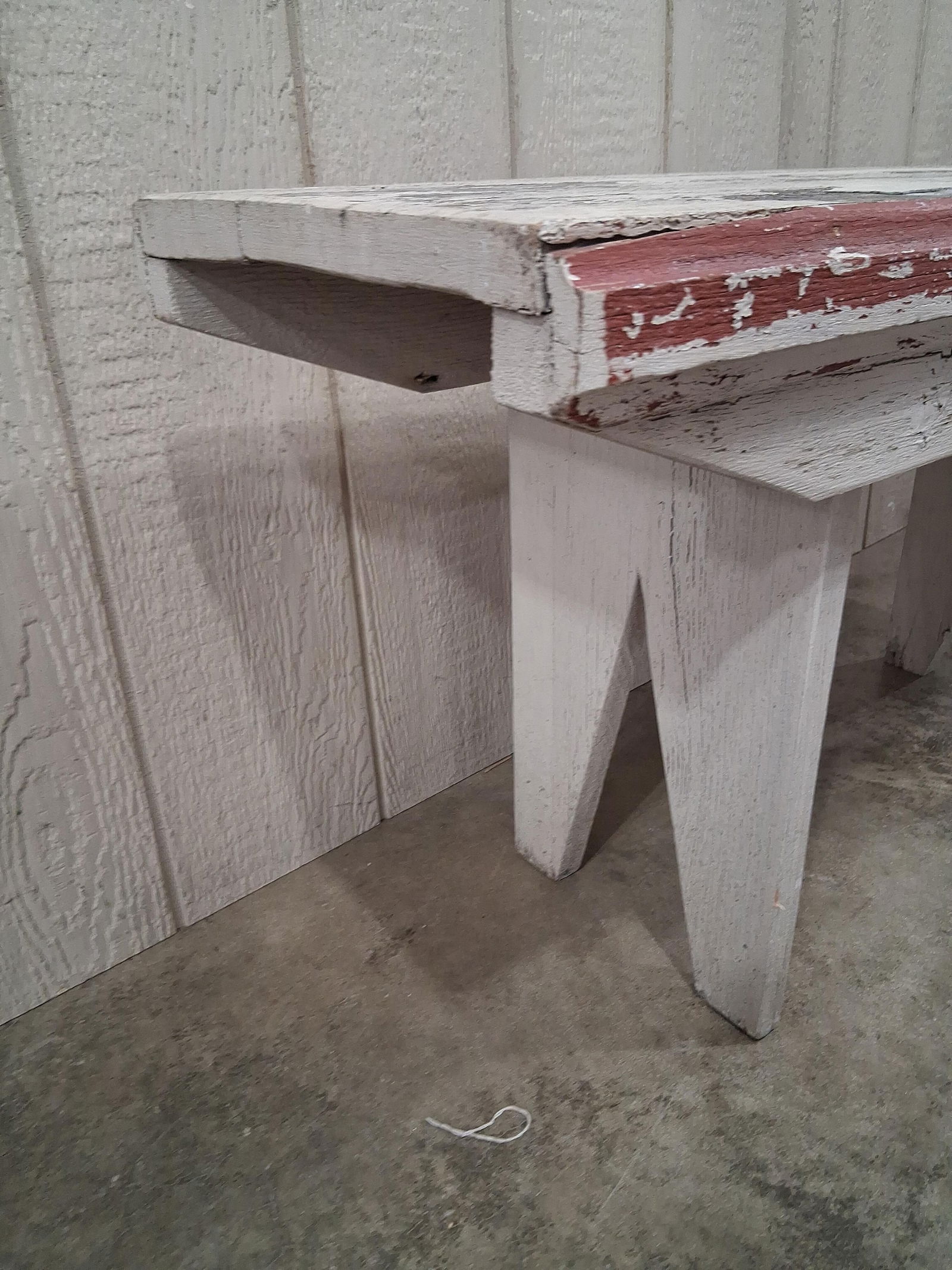 Primitive Painted Wood Bench - 7