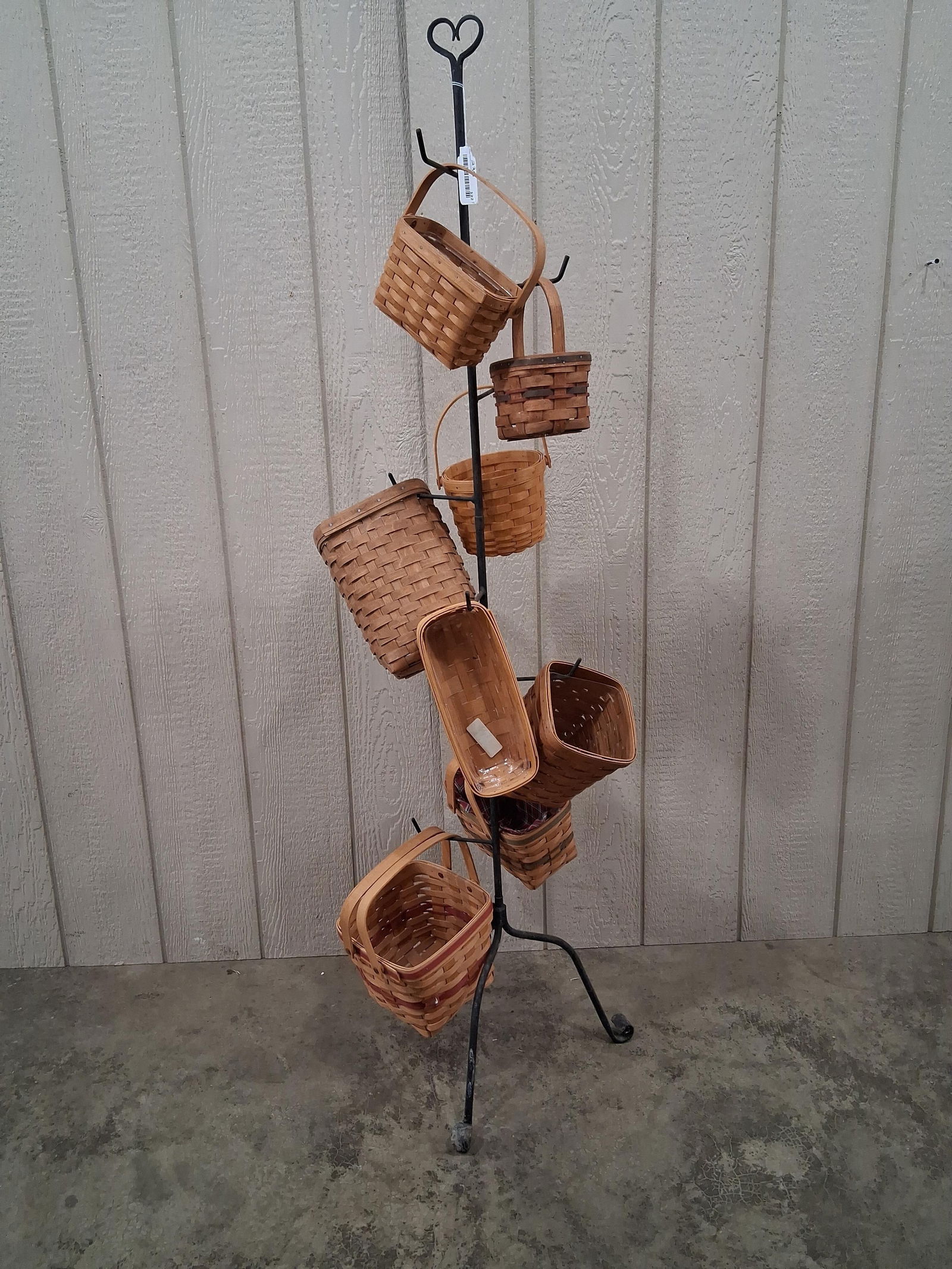 Cast Iron Standing Basket Tree Inc. 8 Various Retired Longaberger Baskets (1 of 11)
