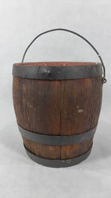 Primitive Wood Paint Pail/Keg w/ Bale Handle