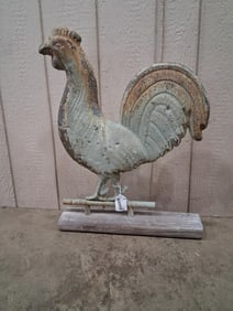 Weathered Rooster Weather Vane Topper on Wood Mount