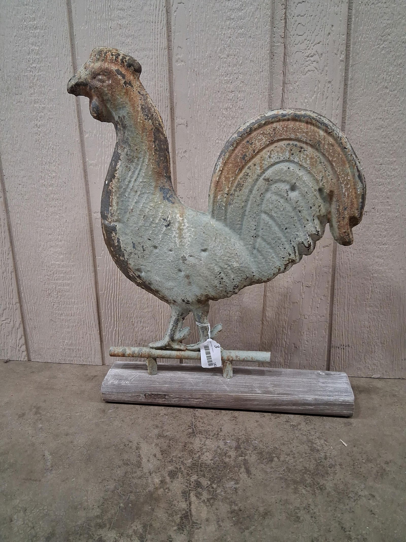 Weathered Rooster Weather Vane Topper on Wood Mount (1 of 6)