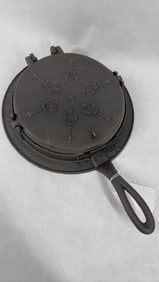 A & J Cox Philadelphia 9/10 Cast Iron Hearts and Diamonds Pattern Waffle Iron on Low Base