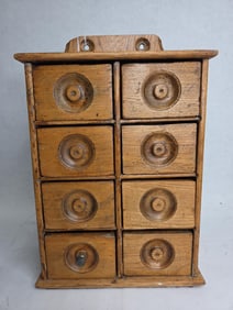 Primitive Wood 8 Drawer Wall Hanging Spice Cabinet