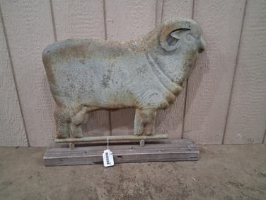 Weathered Ram Weather Vane Topper on Wood Mount