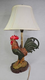 Vintage Holland Mold Ceramic Hand Painted Rooster Lamp