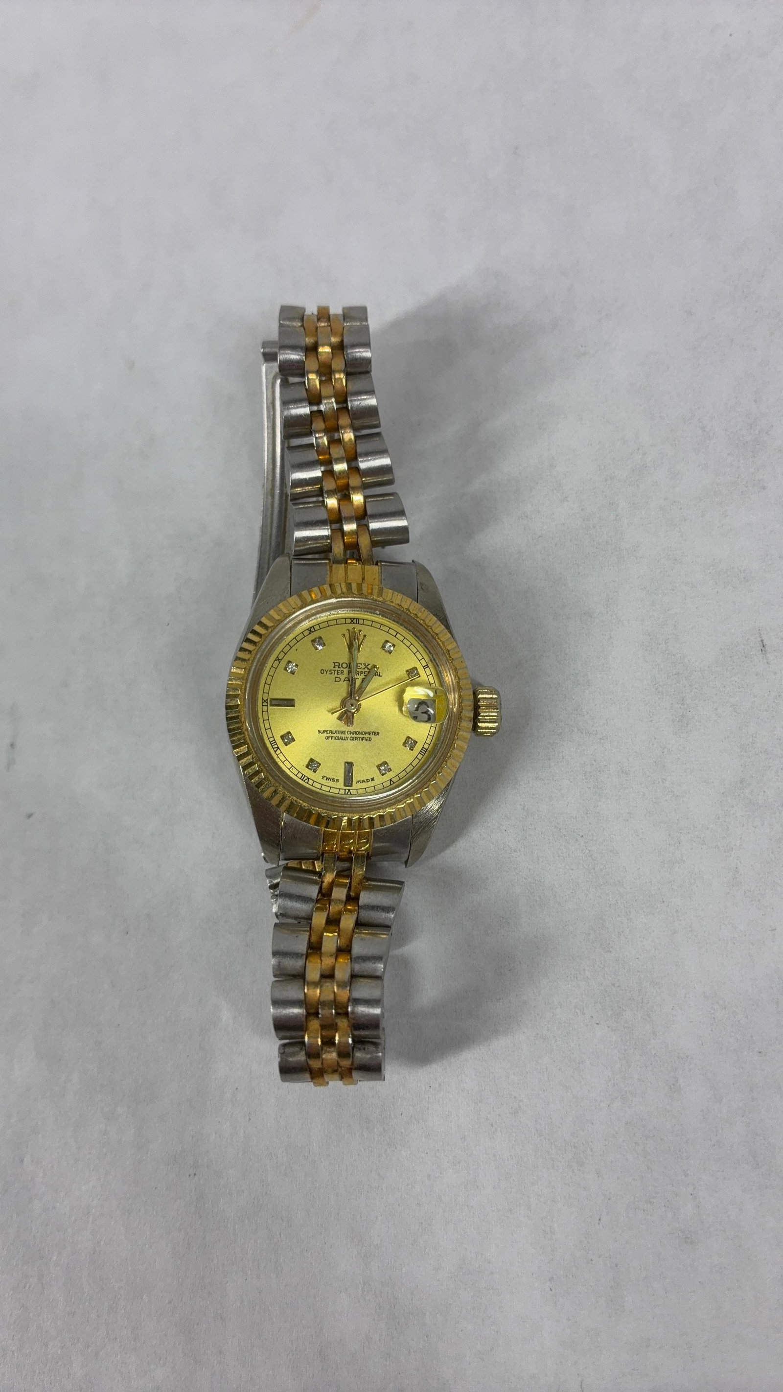Ladies 1970's Oyster Perpetual Datejust Ladies Rolex 2 Tone Jubilee Bracelet Watch w/ Diamond Hours (1 of 5)