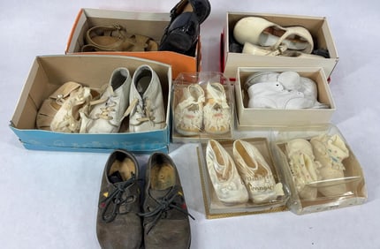Lot of Early to Vintage Baby / Toddler Shoes, Booties, Walking Shoes and More