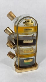 MCM Garniers Flacon Quadrille Stacking Liquor Set Complete w/ Labels and Stand