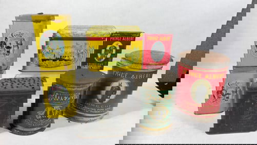 Tobacco Advertising Tin Lot Inc. Prince Albert, Tuxedo, Rex, Cinco, Oceanic and More
