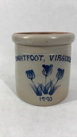 1990 Rockdale Union Stoneware Decorated Lightfoot VA Stoneware Crock