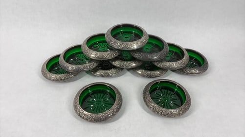 Sterling & Emerald Daisy Pattern Coasters