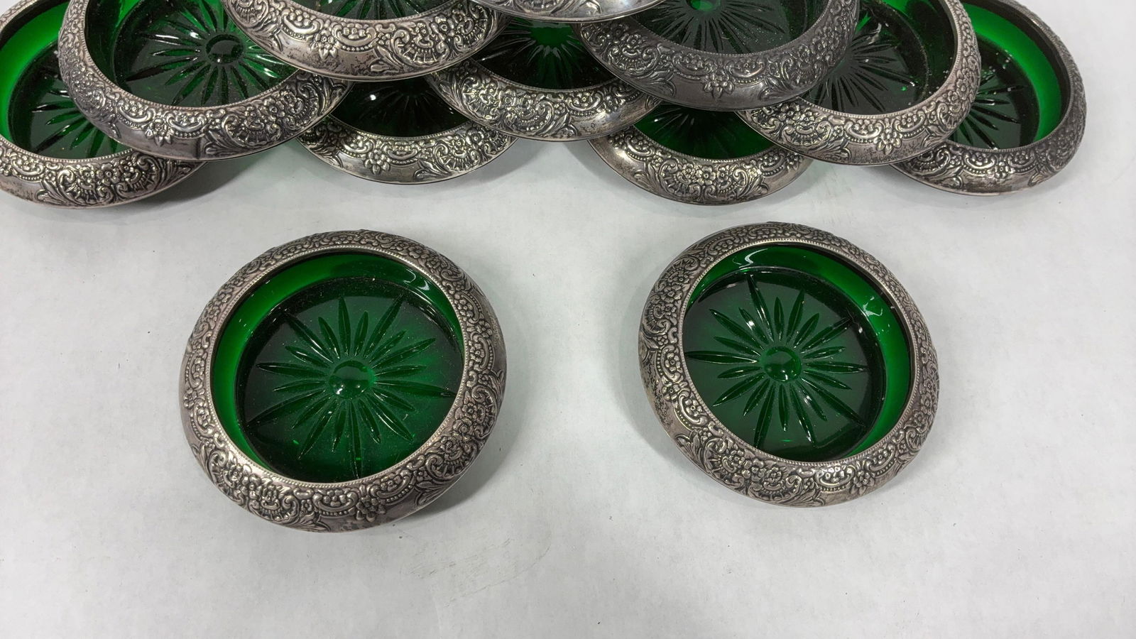Sterling & Emerald Daisy Pattern Coasters - 2